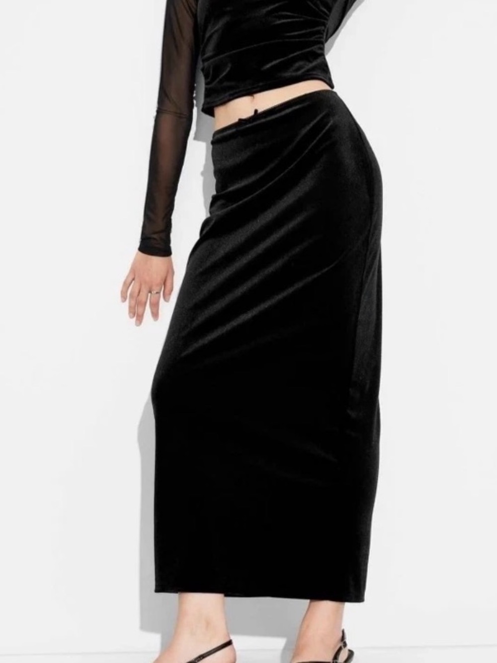 Wild Fable black velvet maxi skirt